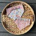 Fall Dog Bandana: Happy Fall Y'all Reversible Scrunchie with Pumpkins, Leaves & Flowers