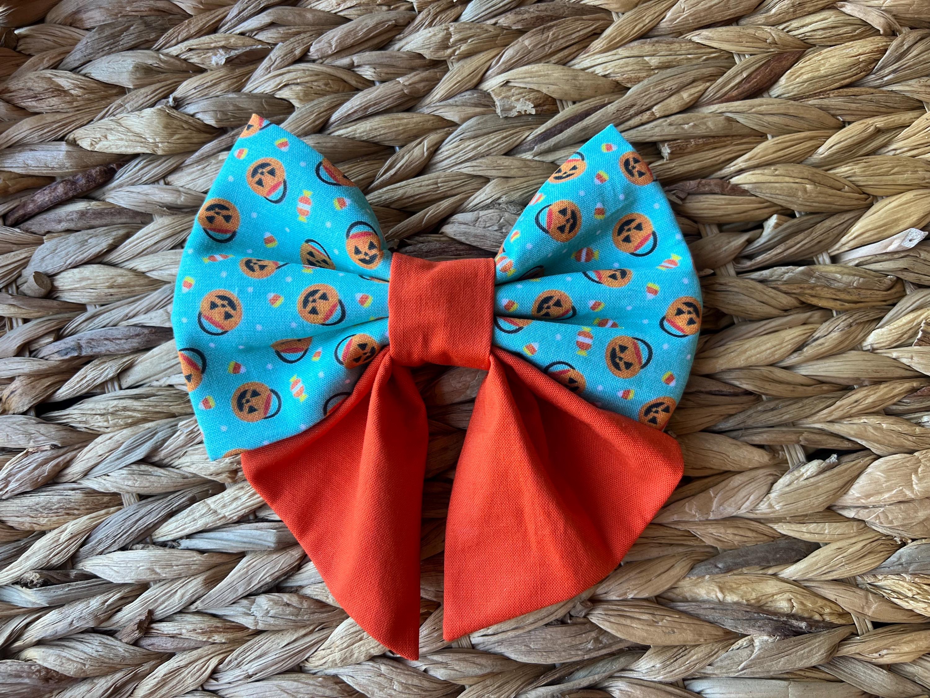 Halloween Dog Bow Tie: Pumpkin Pails Candy Corn - Over the Collar