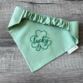 St Patrick's Lucky Clover Dog Bandana: Scrunchie Embroidered Shamrock