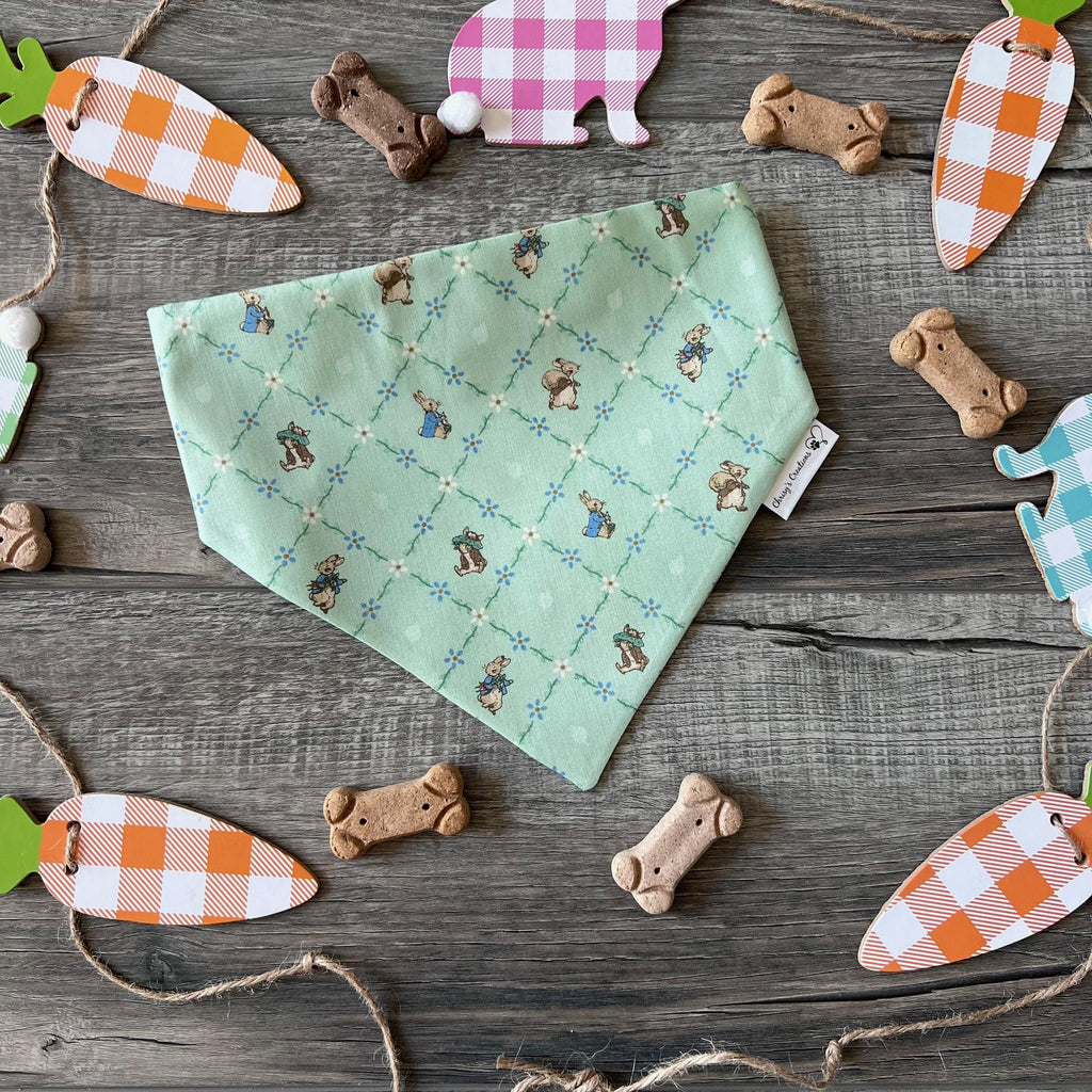 Easter Bunny Coquette Dog Bandana: Scrunchie Mint Green