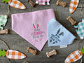 Easter Some Bunny Loves Me Dog Bandana: Scrunchie, Embroidered, Seersucker, Pink or Blue
