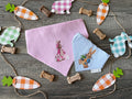 Easter Rabbit Dog Bandana: Scrunchie, Embroidered, Seersucker, Pink Girl or Blue Boy Bunny