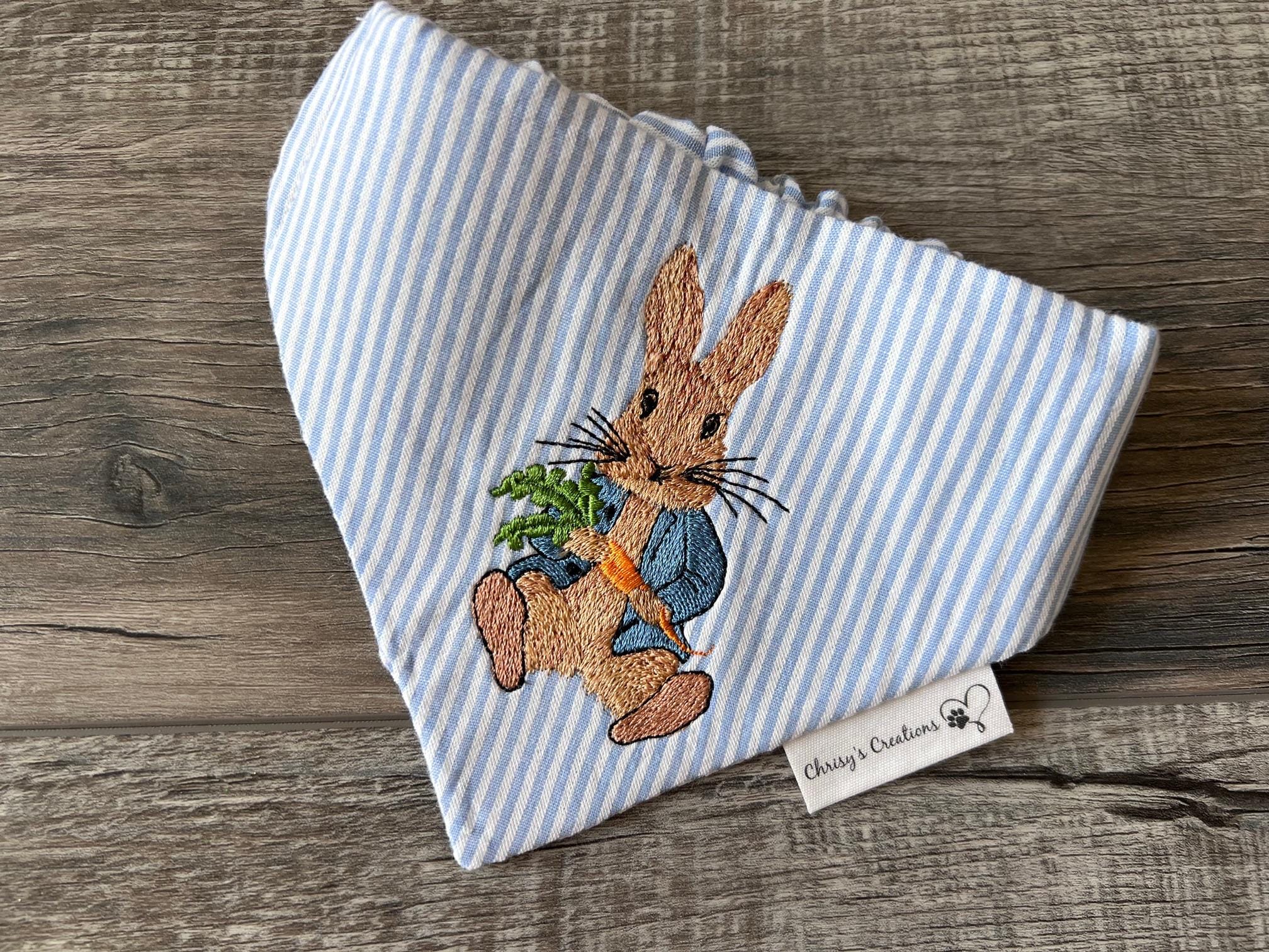 Easter Rabbit Dog Bandana: Scrunchie, Embroidered, Seersucker, Pink Girl or Blue Boy Bunny
