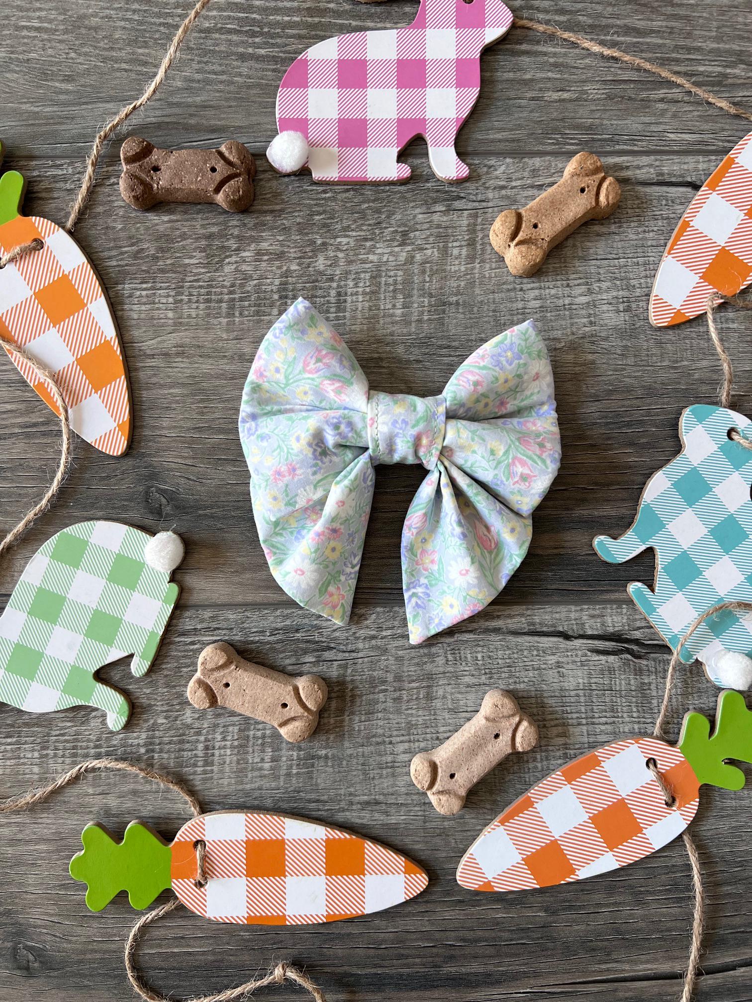 Easter Spring Blooms Floral Dog Bow: Sailor Bow, Lavender