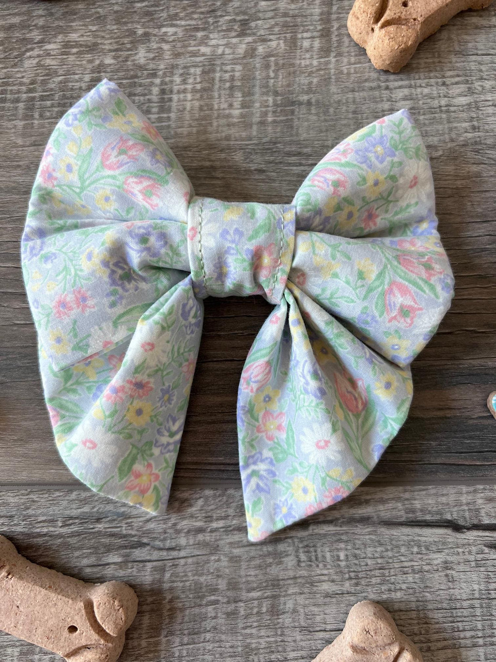Easter Spring Blooms Floral Dog Bow: Sailor Bow, Lavender