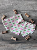 Crocodile Argyle Dog Bandana: Scrunchie Mint Green and Pink, Preppy, Luxe Couture