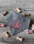 Lucky in Kentucky Embroidered Dog Bandana: Scrunchie Derby Horseshoe