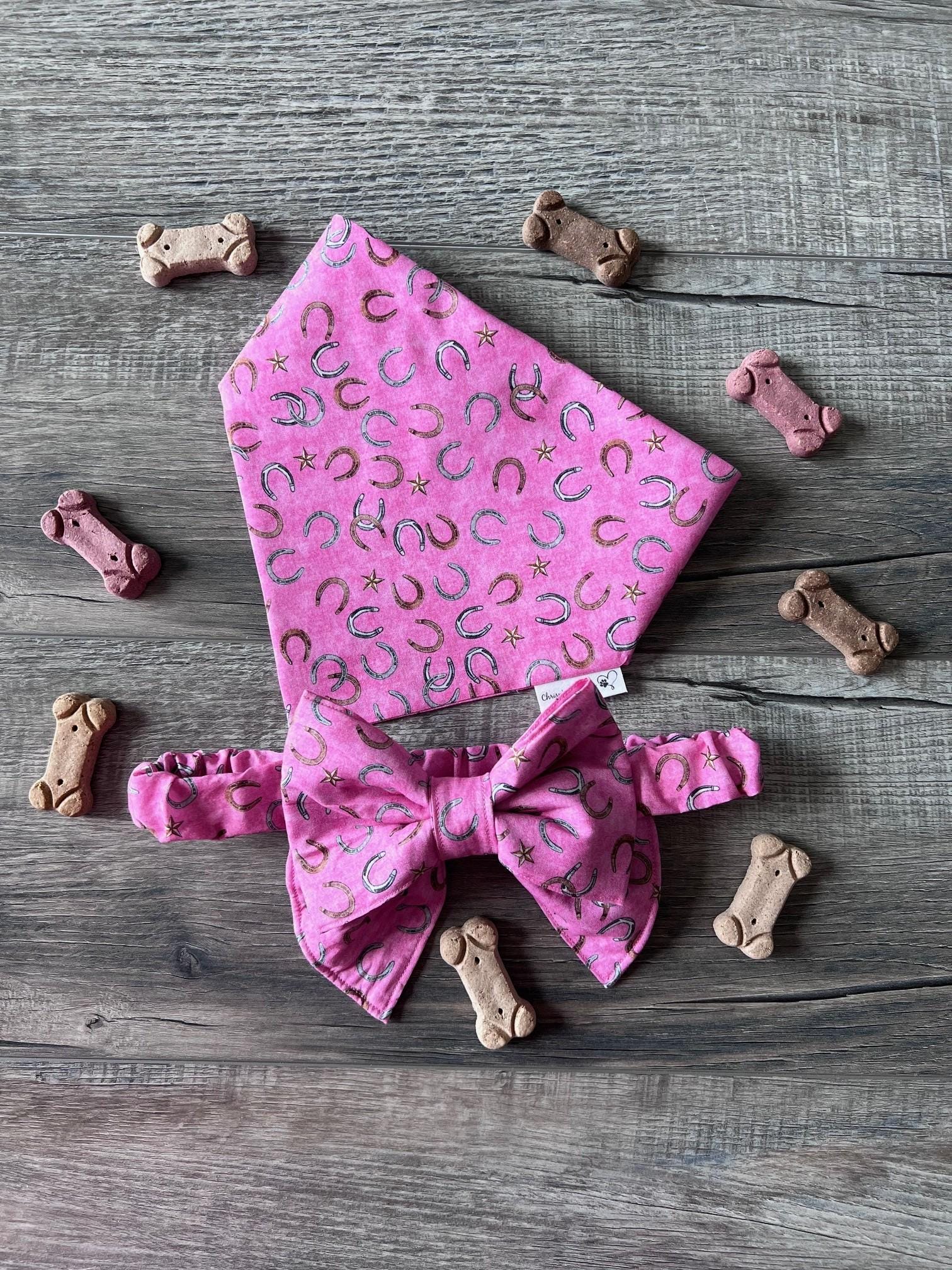 Horseshoe Pink Derby Dog Bandana or Bow : Scrunchie, Kentucky Derby