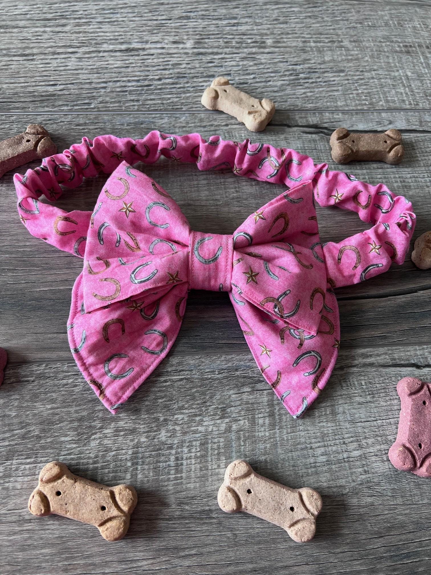 Horseshoe Pink Derby Dog Bandana or Bow : Scrunchie, Kentucky Derby