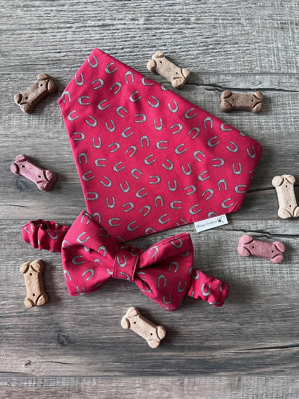 Horseshoe Red Derby Dog Bandana or Bow Tie : Scrunchie, Kentucky Derby