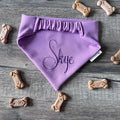 Personalized Dog Bandana:  Scrunchie, Lavender or Dusty Blue; Knit Jersey Bullet Textured Fabric