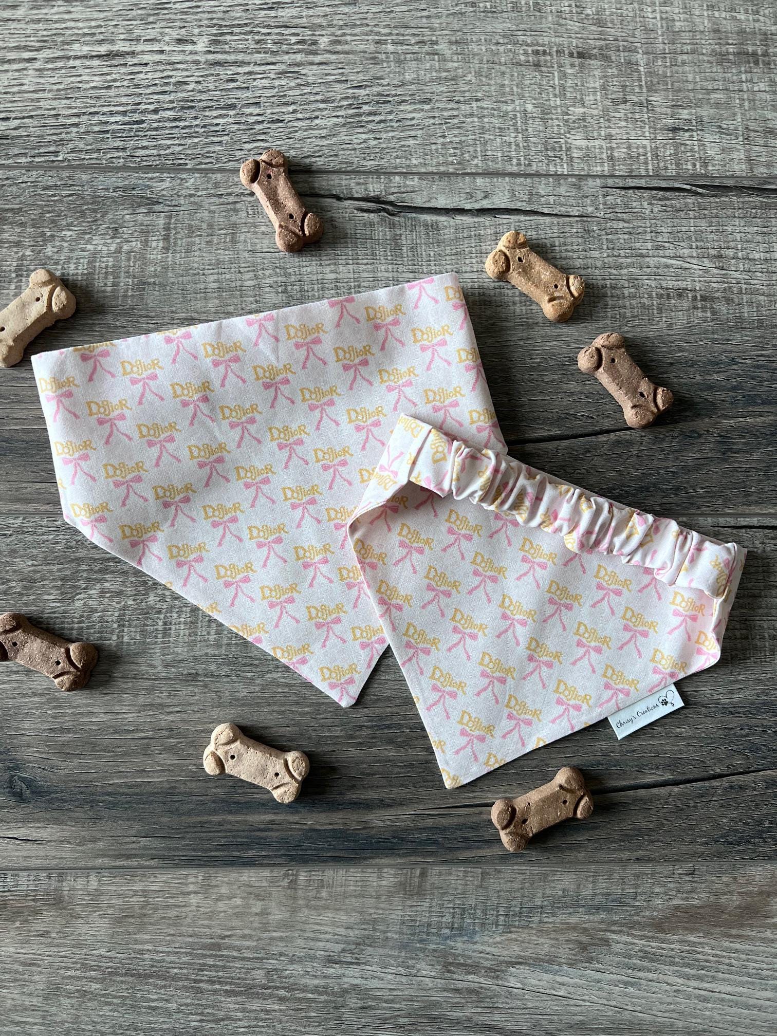 Luxe Couture Dogior Dog Bandana: Scrunchie Pink Ribbon Designer