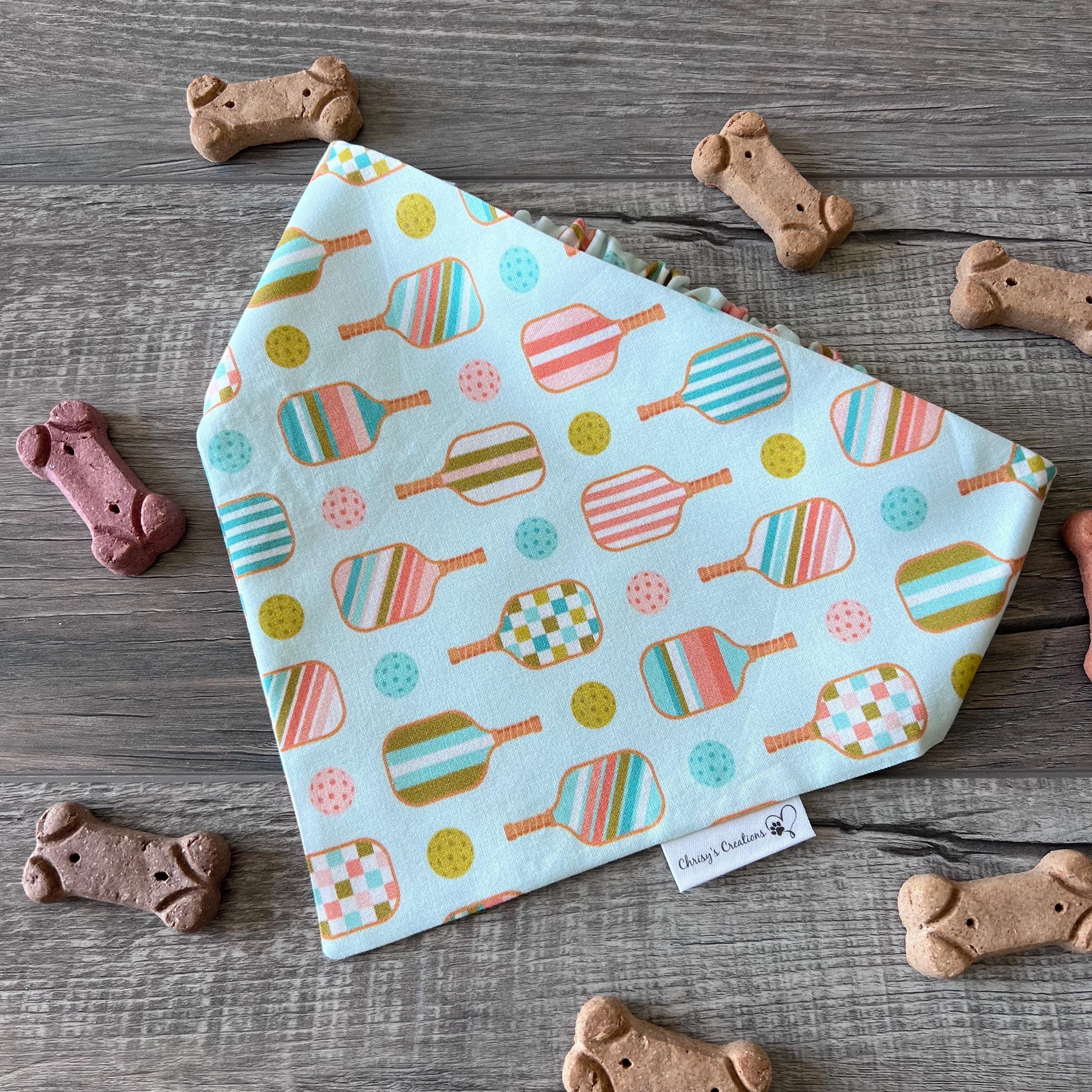 Pickle Ball Dog Bandana: Scrunchie, Summer Teal