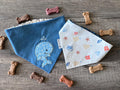 Sand and Sea Baby Whale Applique Dog Bandana: Scrunchie, Embroidered Beach Personalized Blue