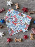 Patriotic Pool Party Scrunchie Dog Bandana: Red, White, Blue Summer Suns Out