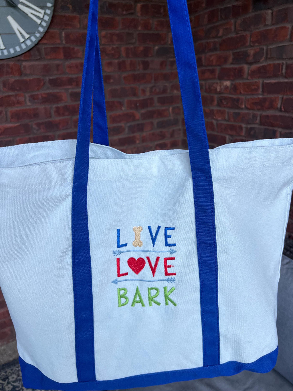 Tote Bag Canvas Embroidered w/ Dog Quote; Shopping, Personalized