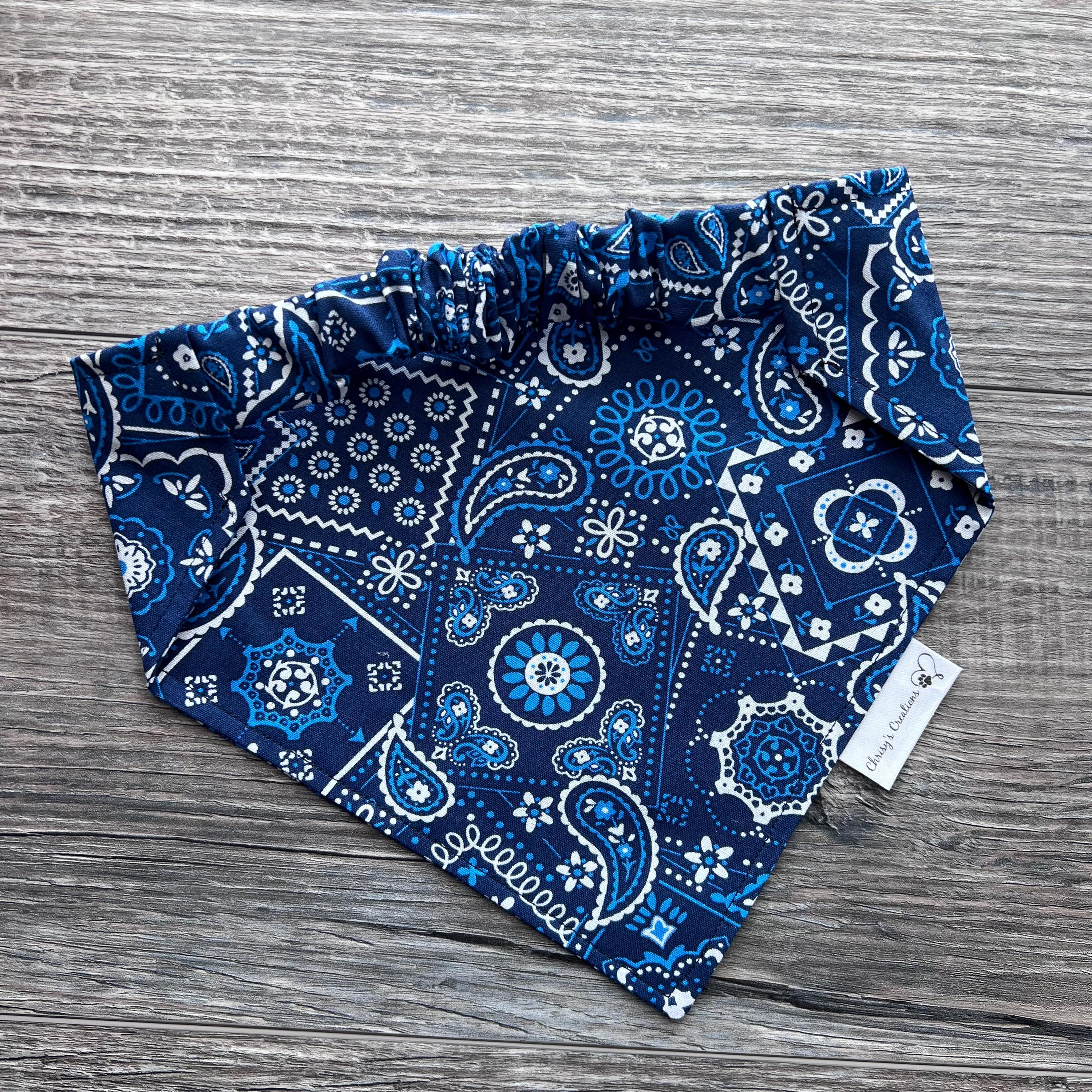 Paisley Dog Bandana; Scrunchie Ink Lapis Southwestern Cowboy