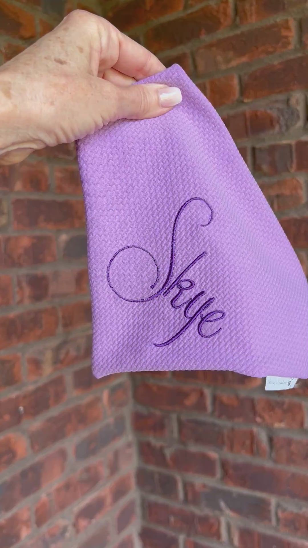 Personalized Dog Bandana:  Scrunchie, Lavender or Dusty Blue; Knit Jersey Bullet Textured Fabric