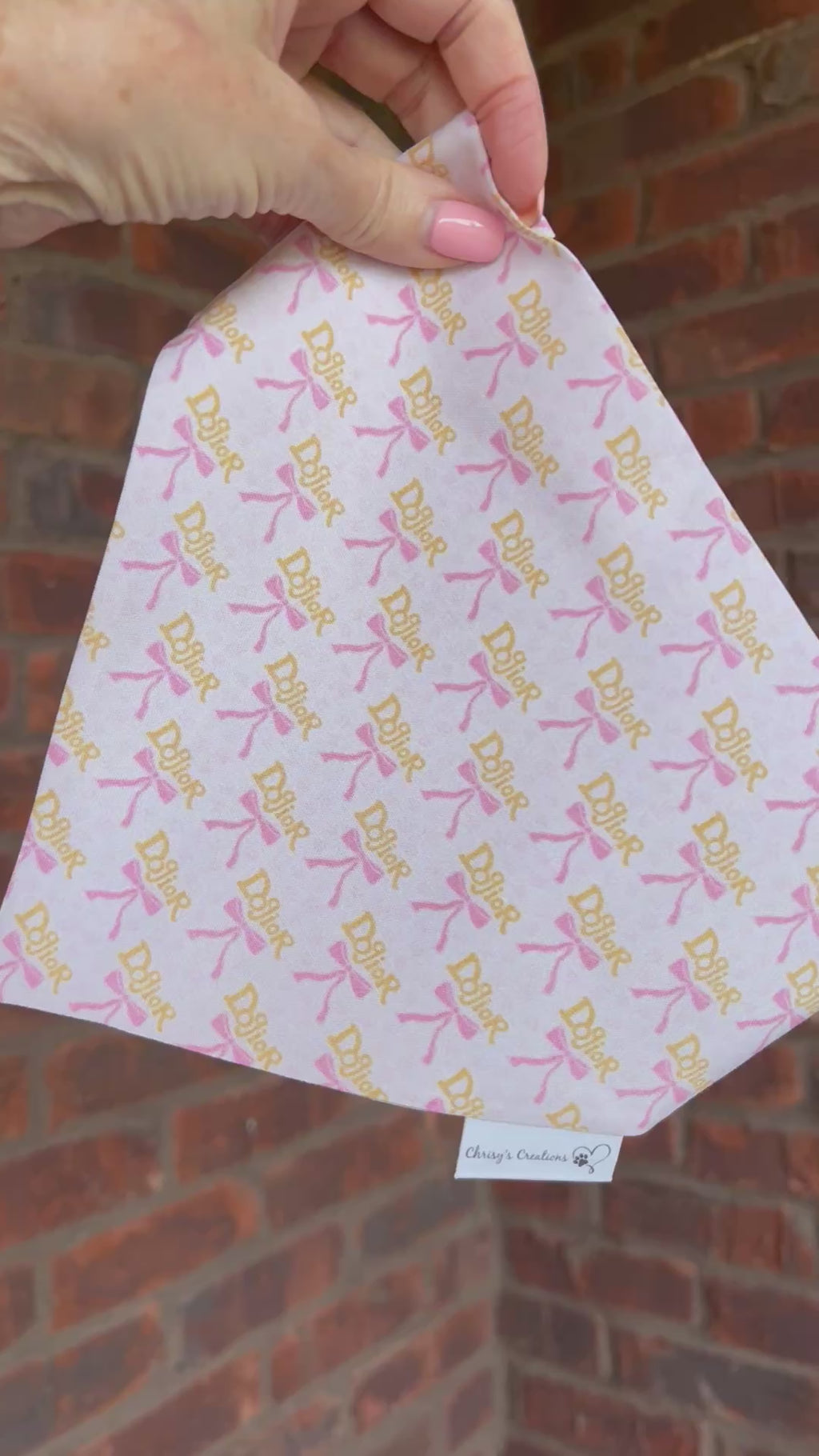 Luxe Couture Dogior Dog Bandana: Scrunchie Pink Ribbon Designer