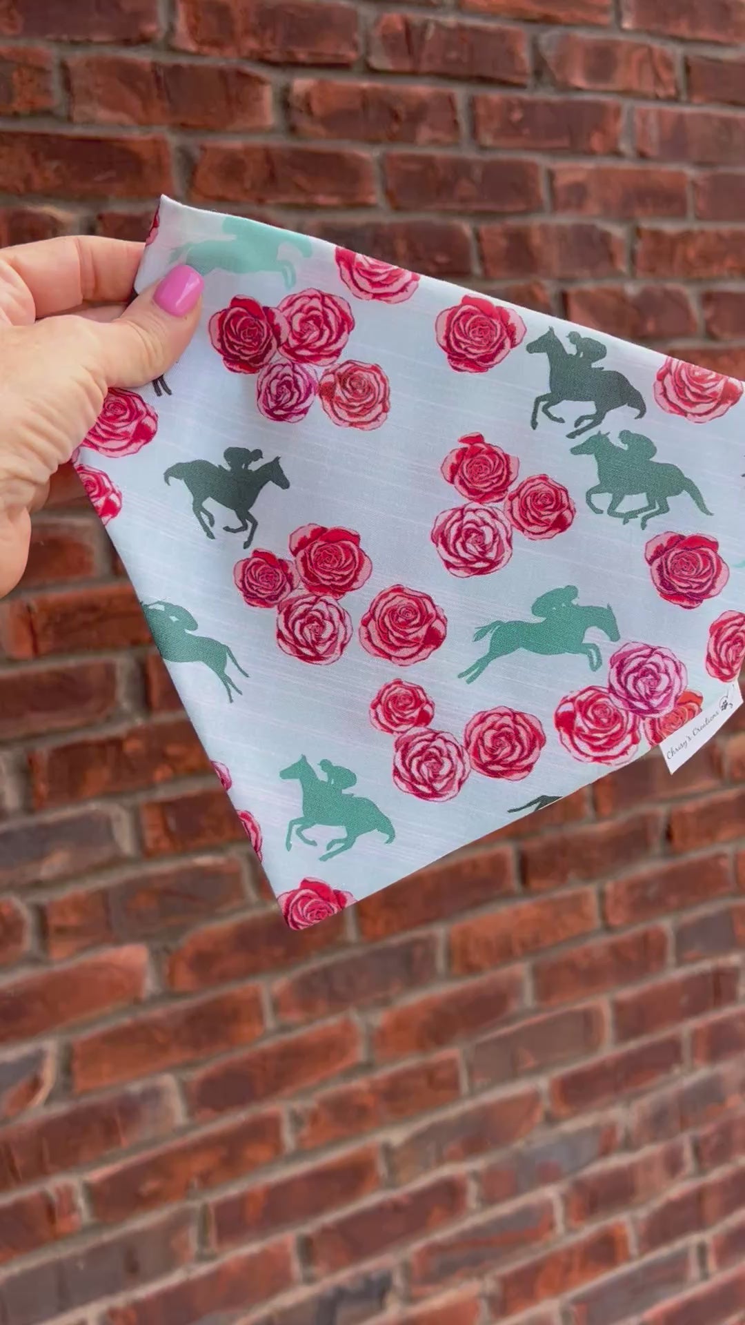 Derby Run for Roses Horse Racing Teal Dog Bandana: Scrunchie Kentucky