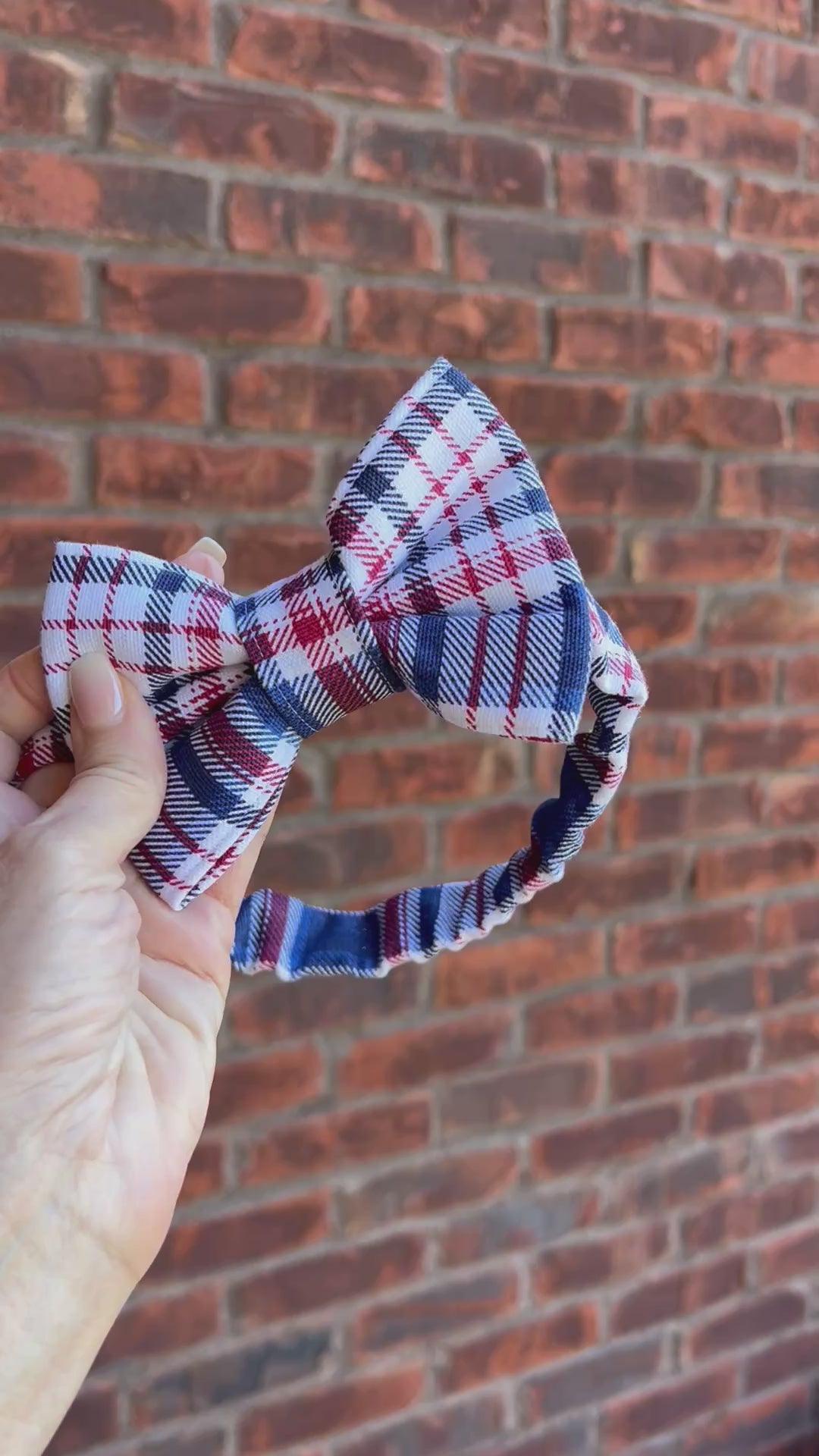 Patriotic Plaid Scrunchie Dog Bandana: Red, White, Blue,