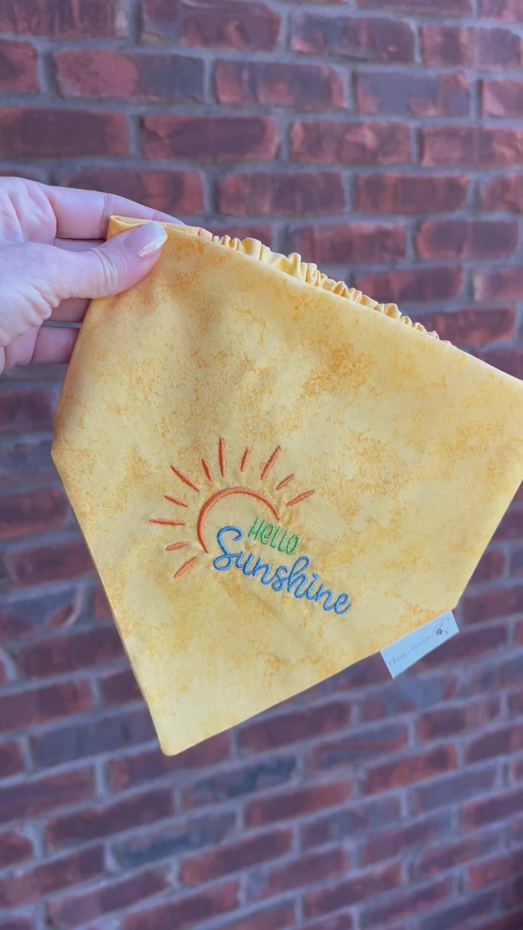 Hello Sunshine Dog Bandana: Scrunchie, Embroidered