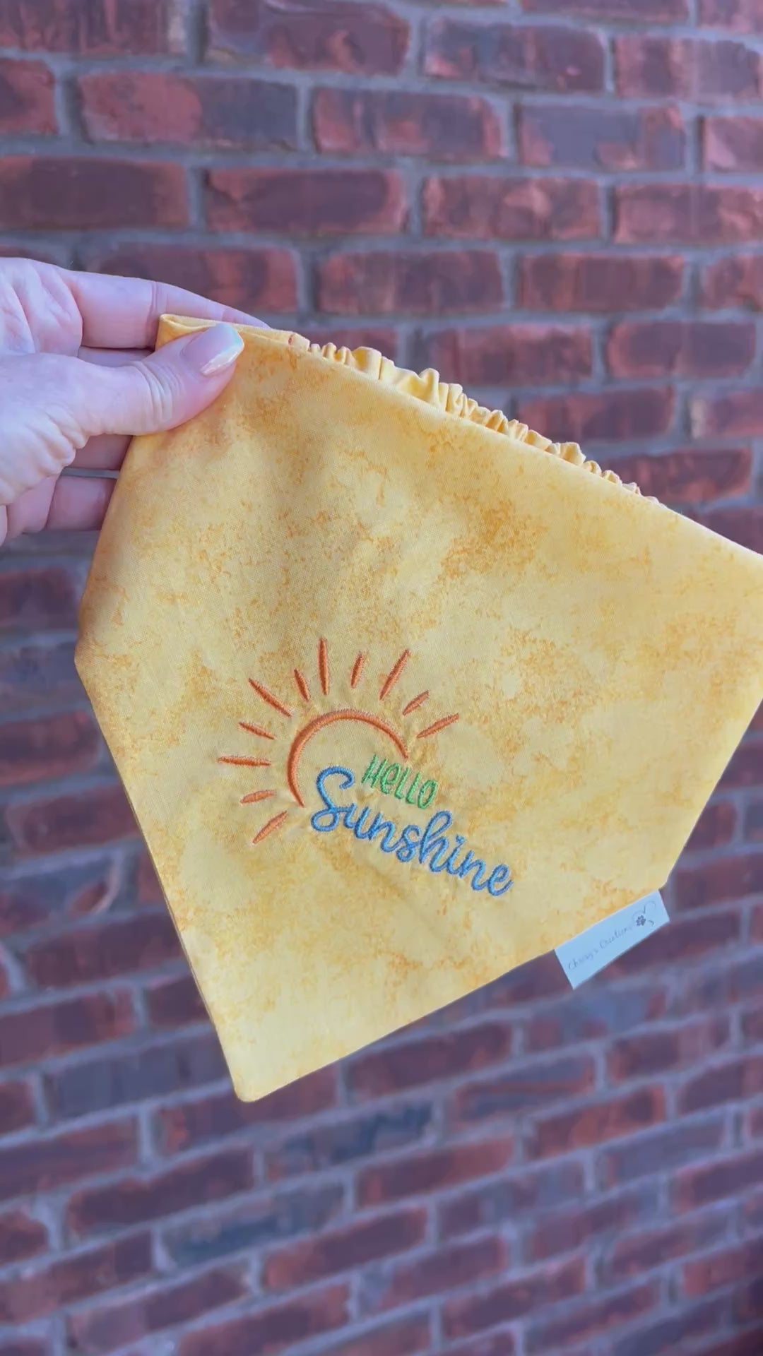 Hello Sunshine Dog Bandana: Scrunchie, Embroidered
