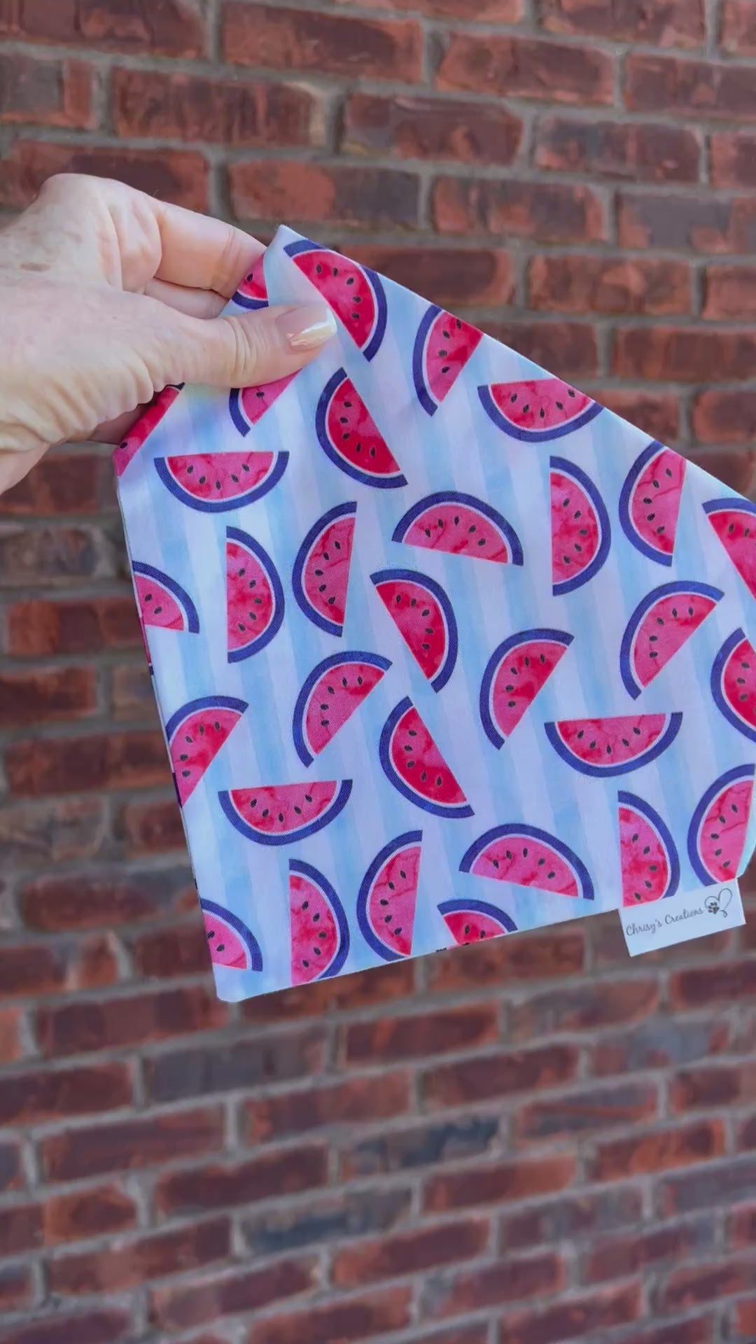 Patriotic Watermelon Scrunchie Dog Bandana: Red, White, Blue Summer Fruit